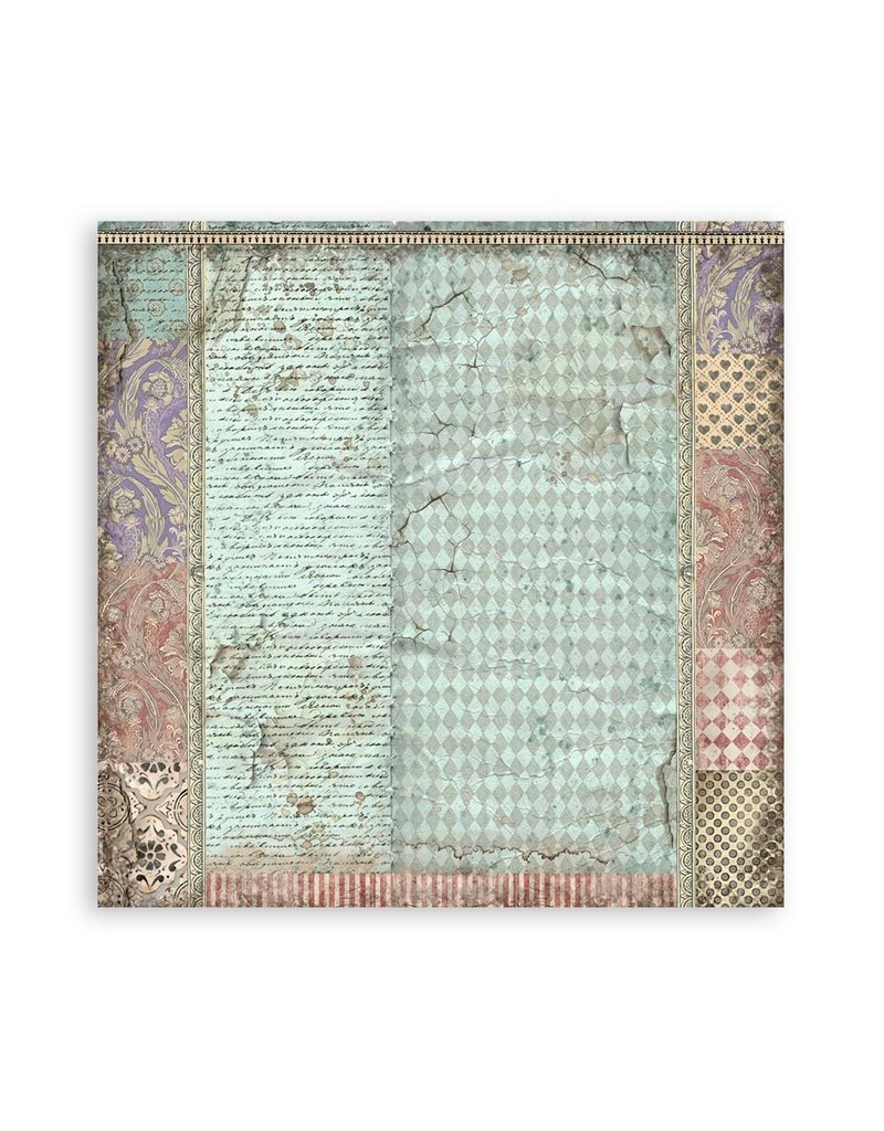 Stamperia Pack 4 sheets fabric cm 30x30 - Alice Forever