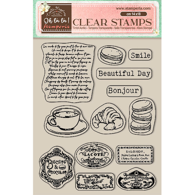 Stamperia Acrylic stamp cm 14x18 - Create Happiness Oh lá lá  labels