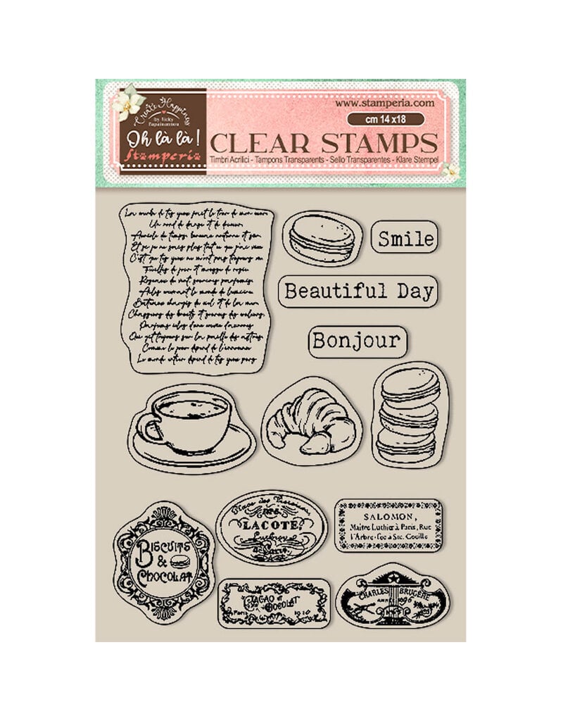 Stamperia Acrylic stamp cm 14x18 - Create Happiness Oh lá lá  labels