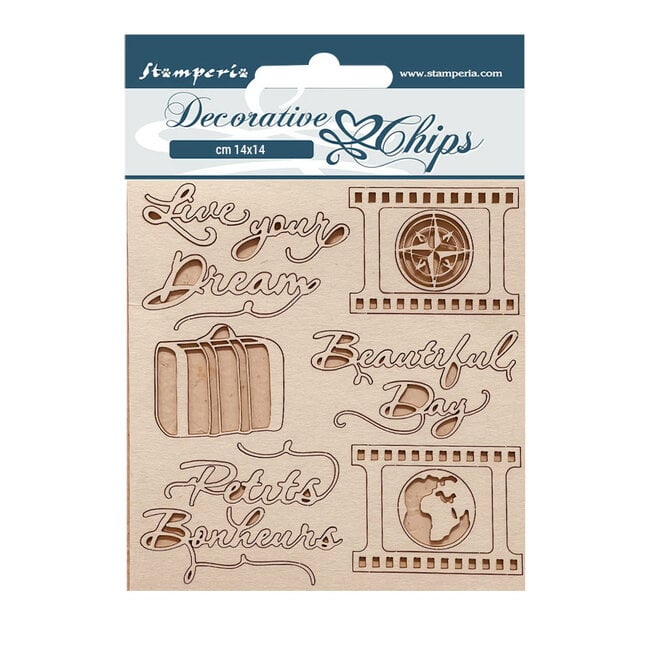 Stamperia Decorative chips cm 14x14 - Create Happiness Oh lá lá Live your dream