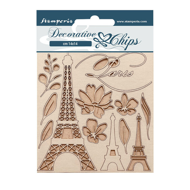 Stamperia Decorative chips cm 14x14 - Create Happiness Oh lá lá Tour Eiffel