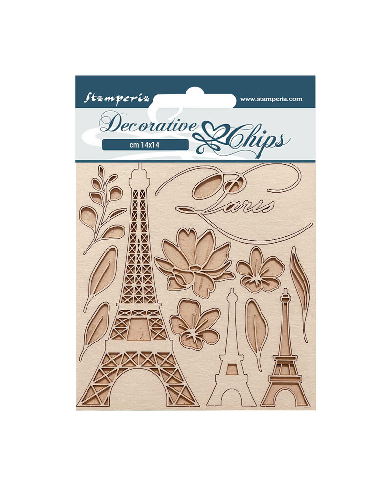 Stamperia Decorative chips cm 14x14 - Create Happiness Oh lá lá Tour Eiffel