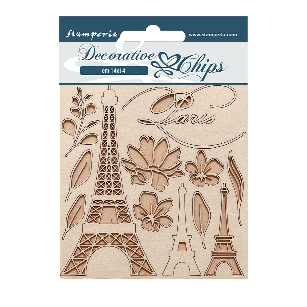 Stamperia Decorative chips cm 14x14 - Create Happiness Oh lá lá Tour Eiffel