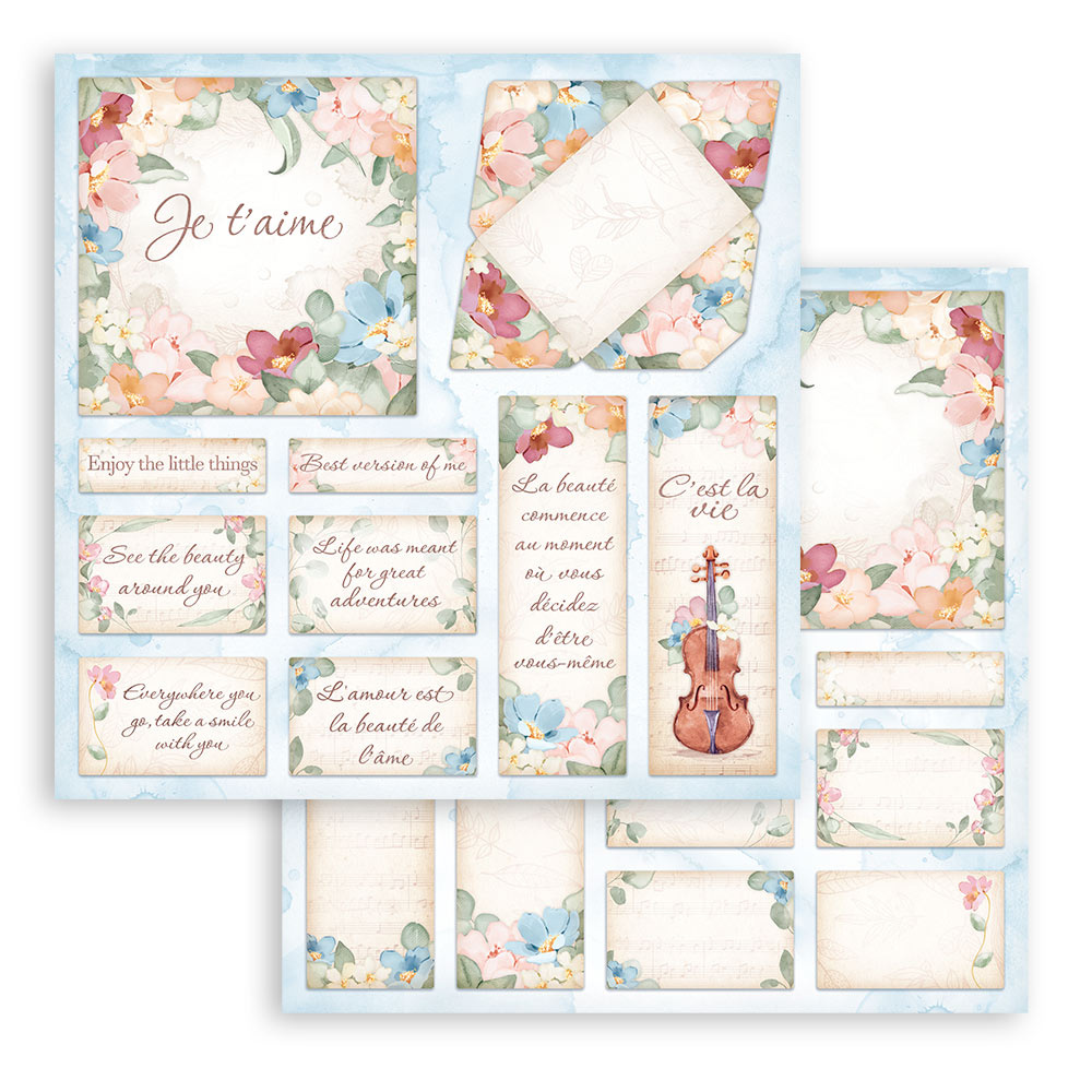 Stamperia Scrapbooking Small Pad 10 sheets cm 20,3X20,3 (8"X8") - Create Happiness Oh lá lá