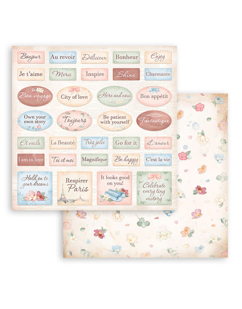 Stamperia Scrapbooking Double face sheet - Create Happiness Oh lá lá labels