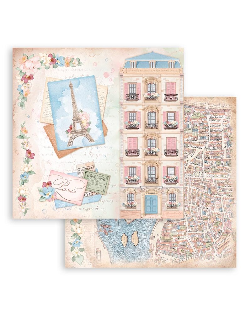 Stamperia Scrapbooking Double face sheet - Create Happiness Oh lá lá Tour Eiffel