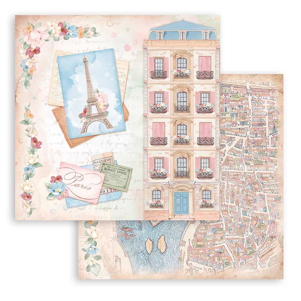 Stamperia Scrapbooking Double face sheet - Create Happiness Oh lá lá Tour Eiffel
