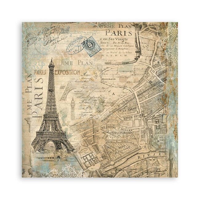 Stamperia Pack 4 sheets fabric cm 30x30 - Around the world