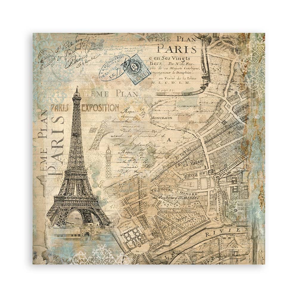 Stamperia Pack 4 sheets fabric cm 30x30 - Around the world