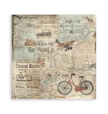 Stamperia Pack 4 sheets fabric cm 30x30 - Around the world