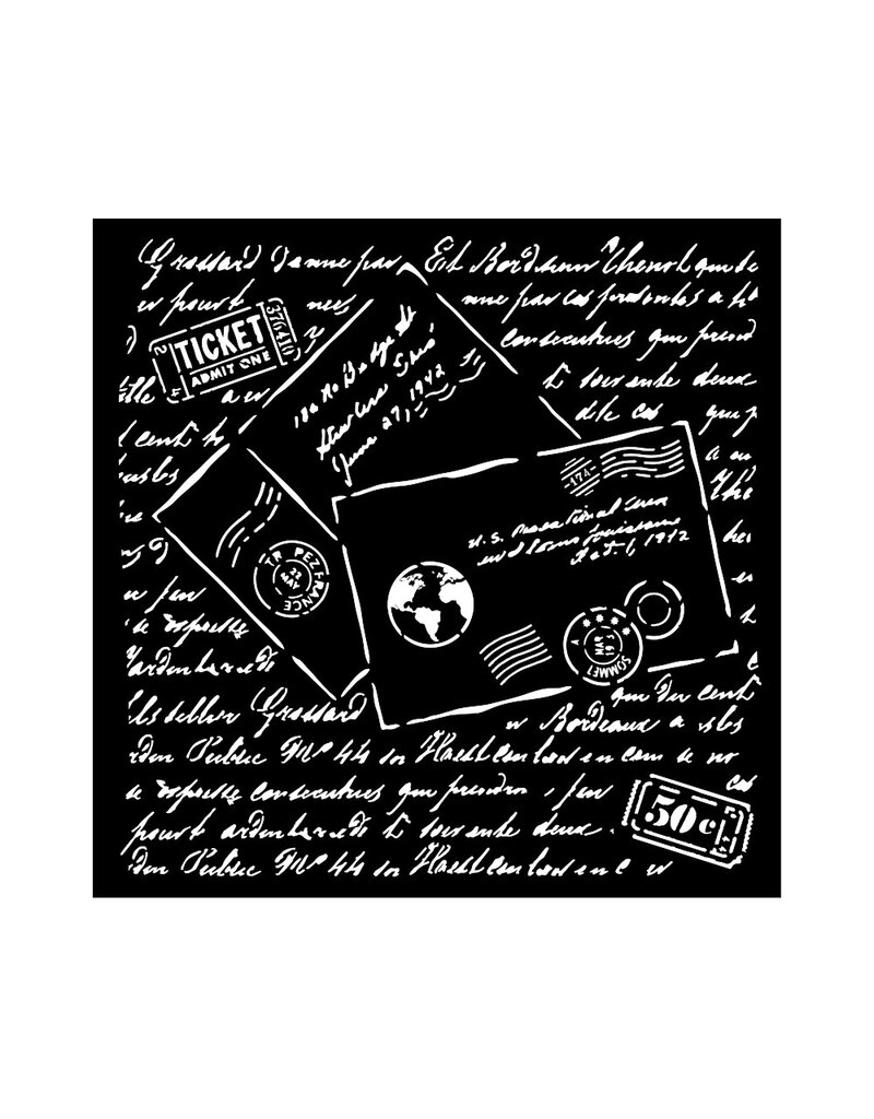 Stamperia Thick stencil cm 18X18 - Around the world letters