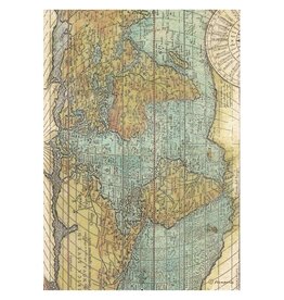 Stamperia A4 Rice paper packed - Around the world map