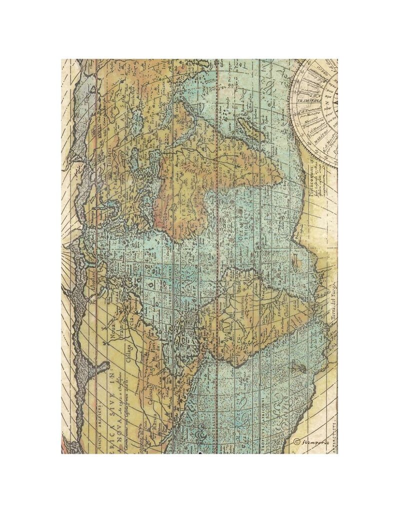 Stamperia A4 Rice paper packed - Around the world map