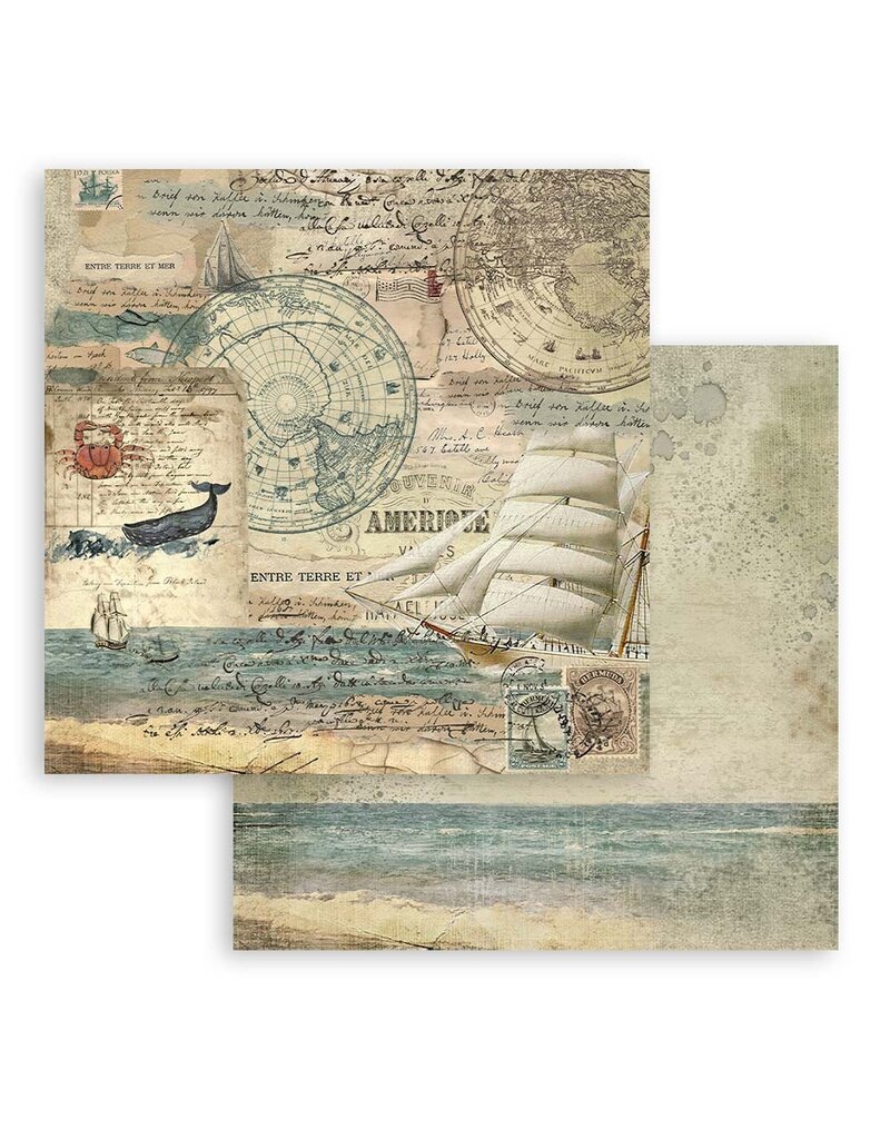 Stamperia Scrapbooking Small Pad 10 sheets cm 20,3X20,3 (8"X8") - Around the World