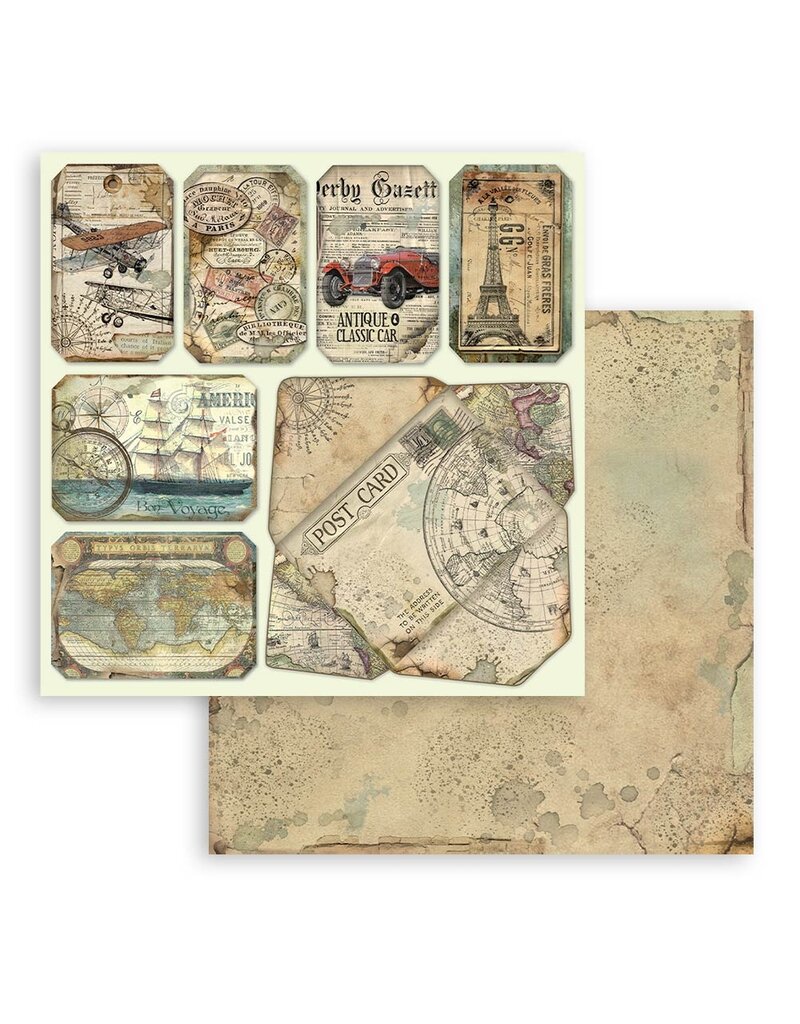 Stamperia Scrapbooking Small Pad 10 sheets cm 20,3X20,3 (8"X8") - Around the World