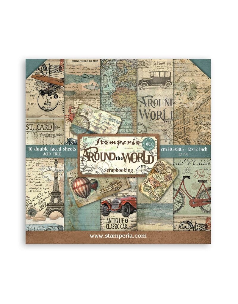 Stamperia Scrapbooking Pad 10 sheets cm 30,5x30,5 (12"x12") - Around the world