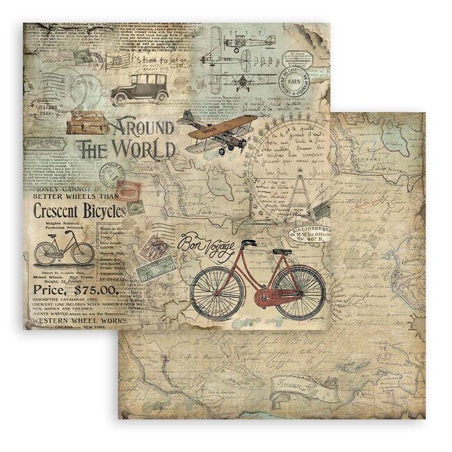 Stamperia Papierblok 30,5x30,5 cm - 10 vellen - Around the world