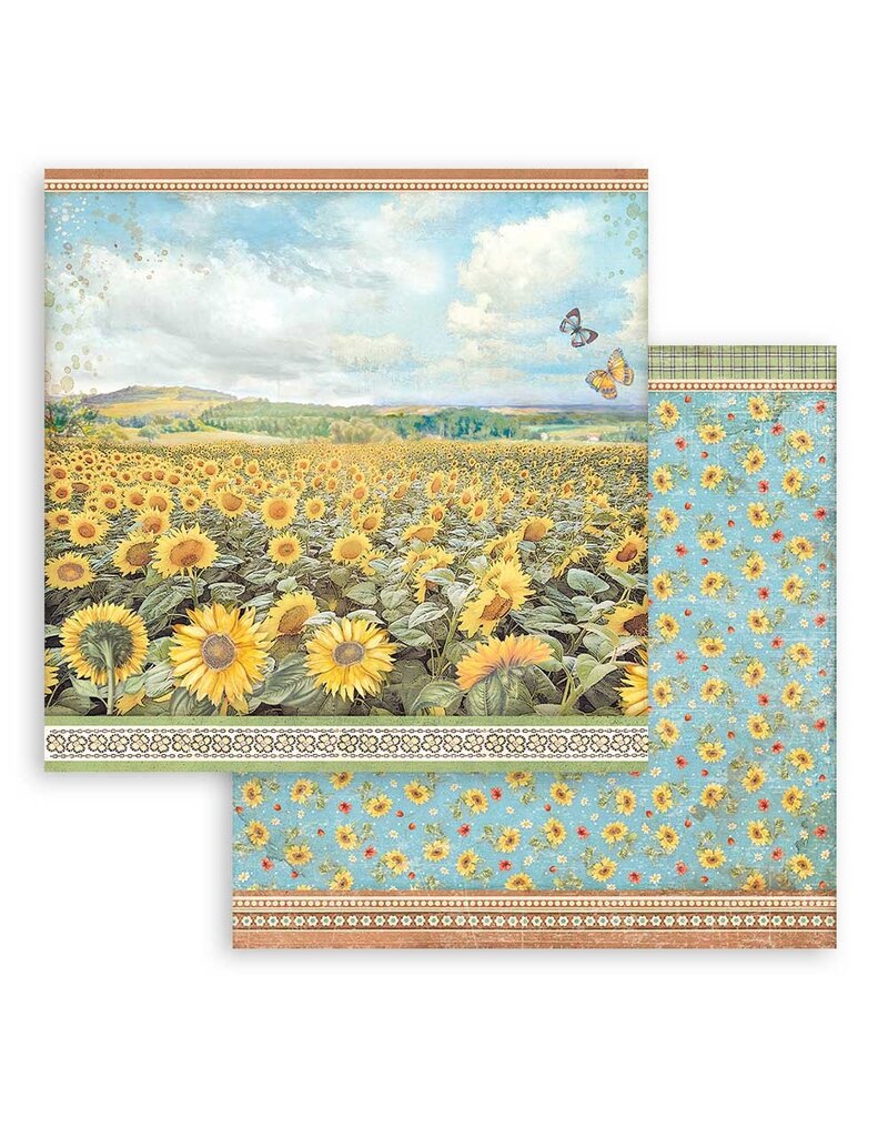 Stamperia Scrapbooking Small Pad 10 sheets cm 20,3X20,3 (8"X8") - Sunflower Art