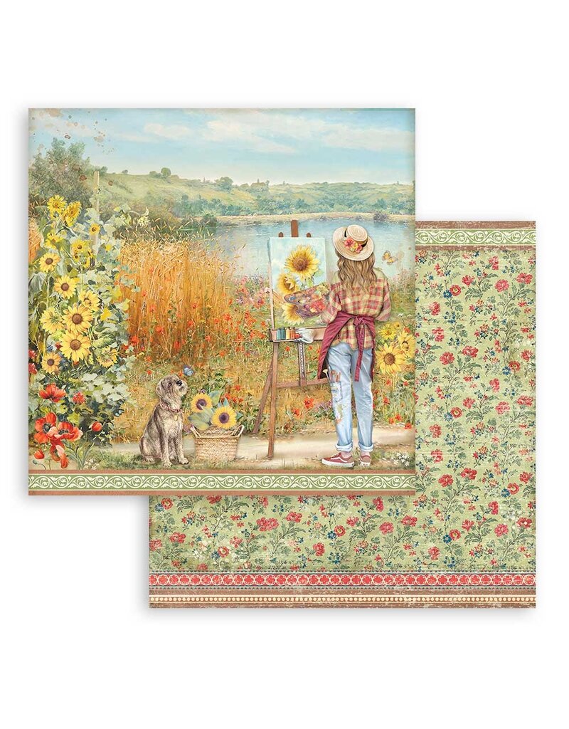 Stamperia Scrapbooking Small Pad 10 sheets cm 20,3X20,3 (8"X8") - Sunflower Art