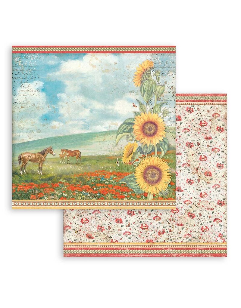 Stamperia Scrapbooking Small Pad 10 sheets cm 20,3X20,3 (8"X8") - Sunflower Art