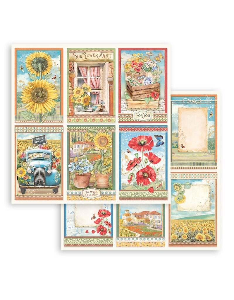 Stamperia Scrapbooking Double face sheet - Sunflower Art 6 cards