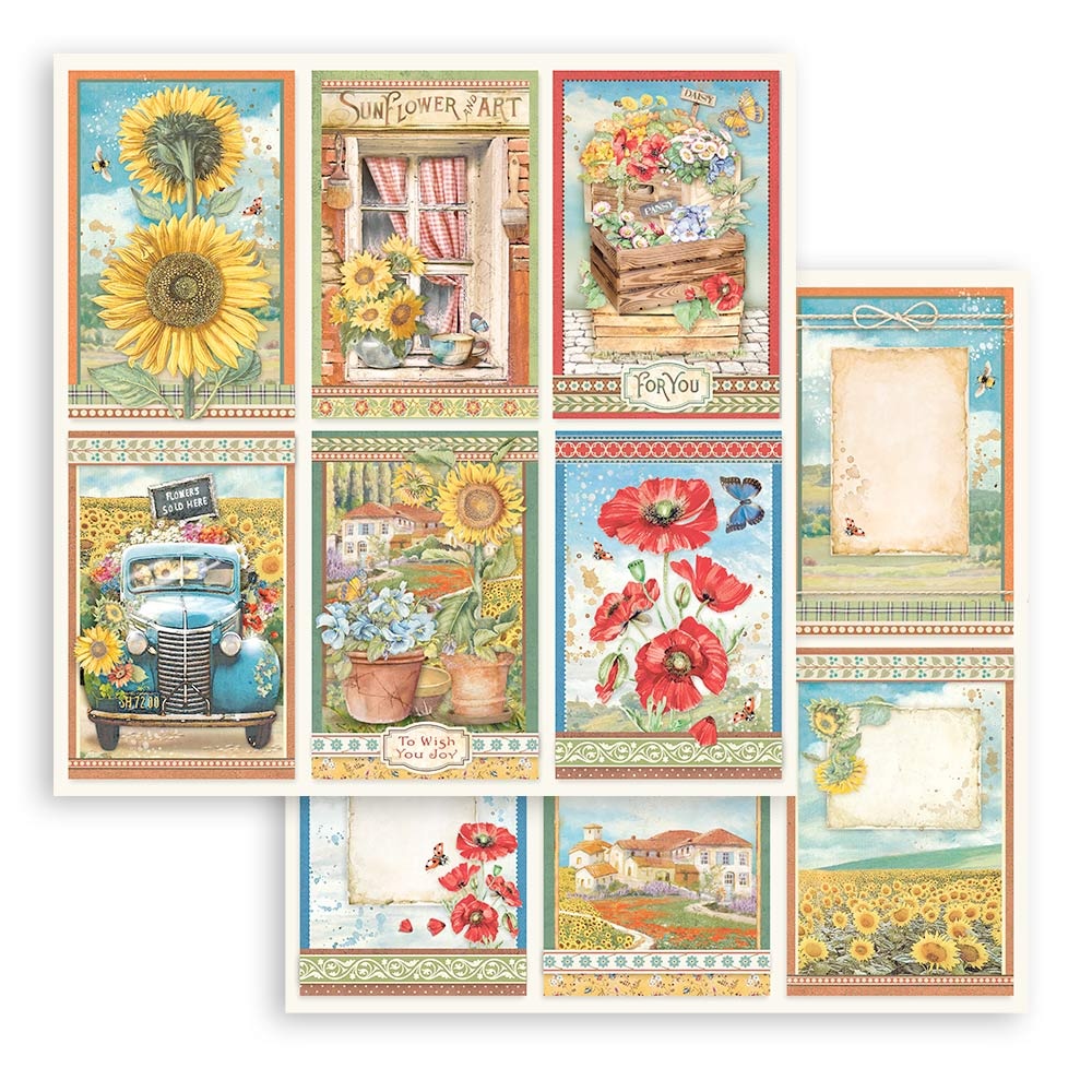 Stamperia Scrapbooking Double face sheet - Sunflower Art 6 cards