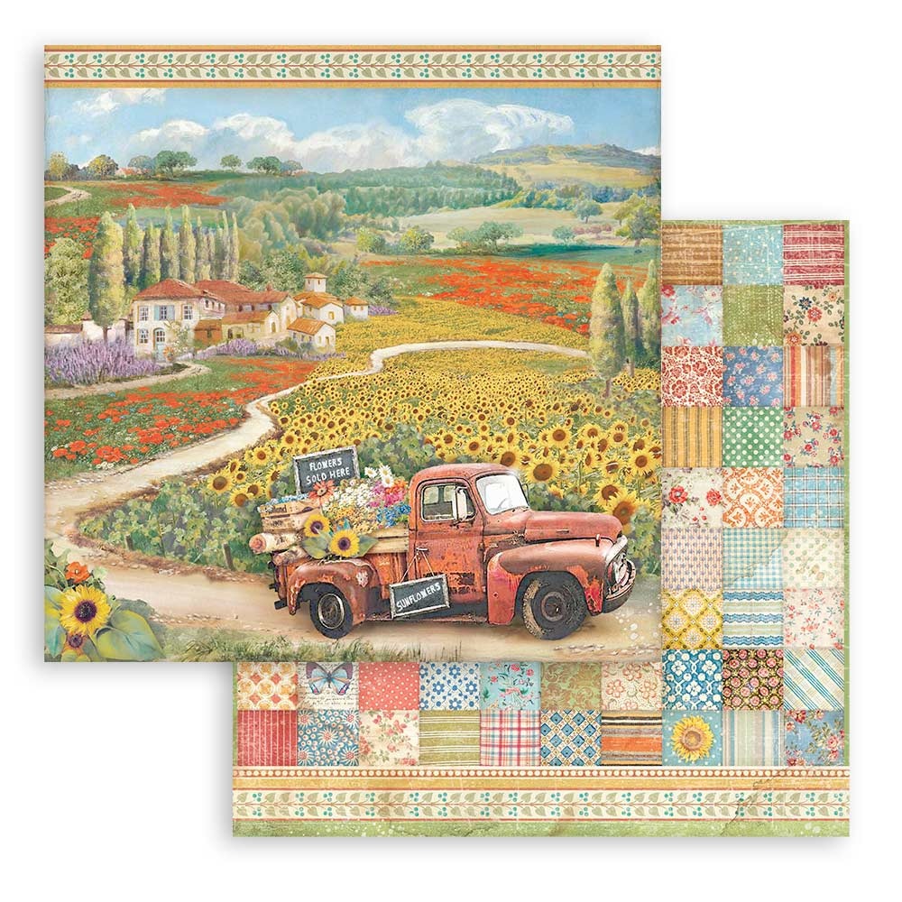 Stamperia Scrapbooking Double face sheet - Sunflower Art vintage car