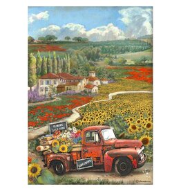 Stamperia A4 Rice paper packed - Sunflower Art vintage car