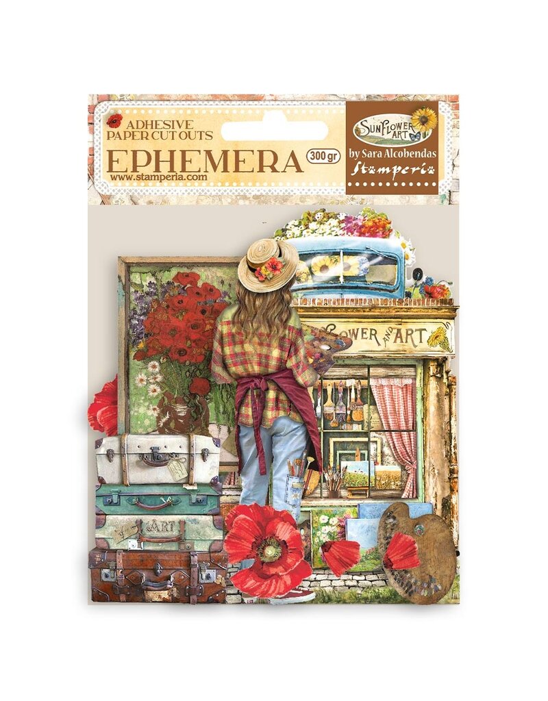 Stamperia Ephemera  - Sunflower Art elements and poppies