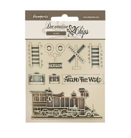 Stamperia Decorative chips cm 14x14 - Around the world train