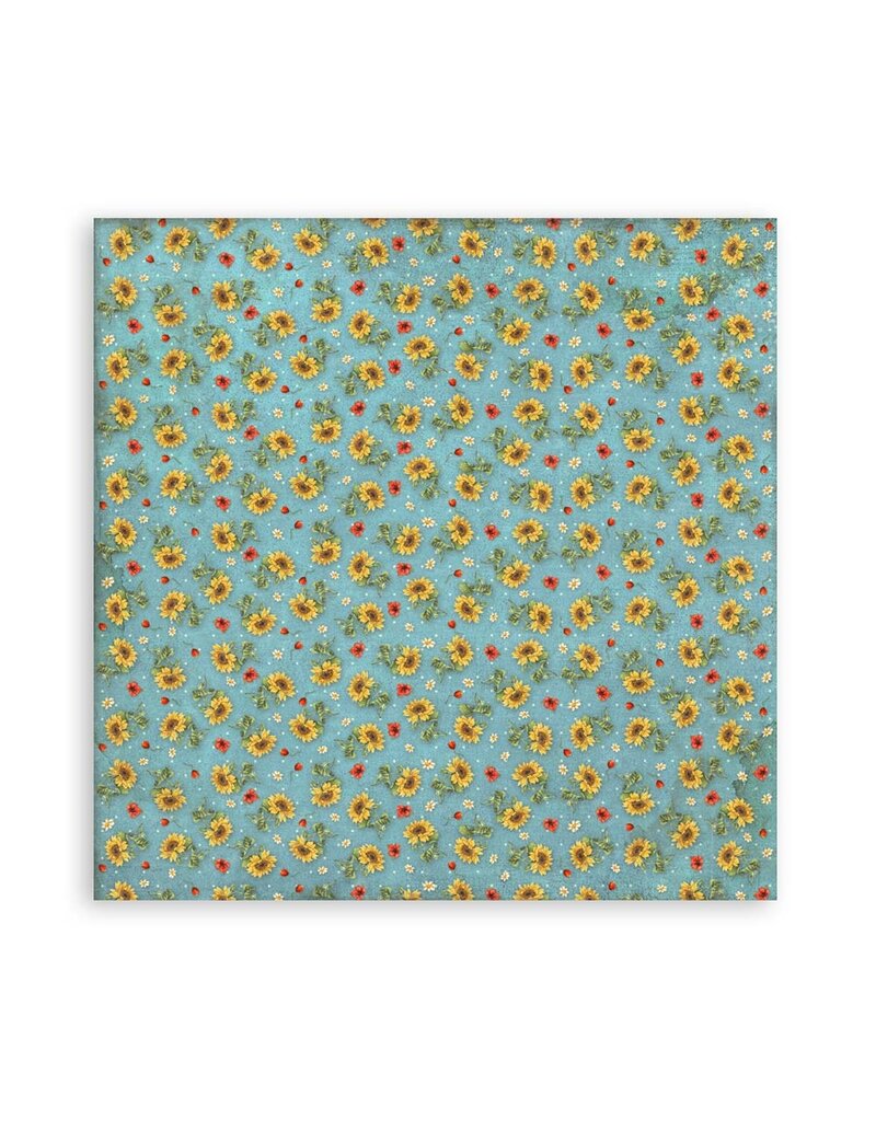 Stamperia Pack 4 sheets fabric cm 30x30 - Sunflower Art