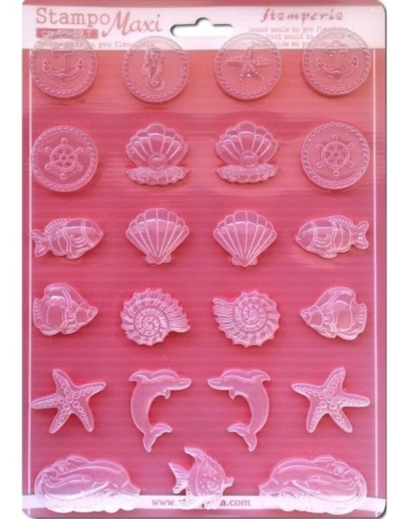 Stamperia Stamperia maxi Soft Mould A4 Sea Land Fishes and shells