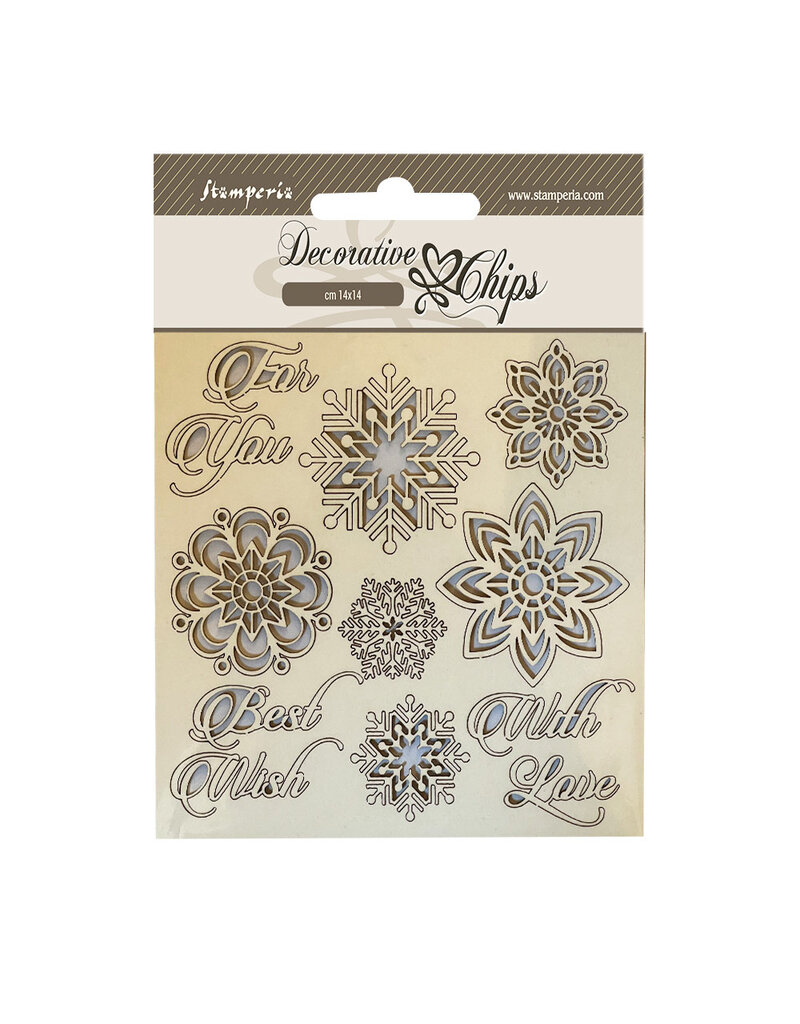 Stamperia Decorative chips cm 14x14 - Snowflakes