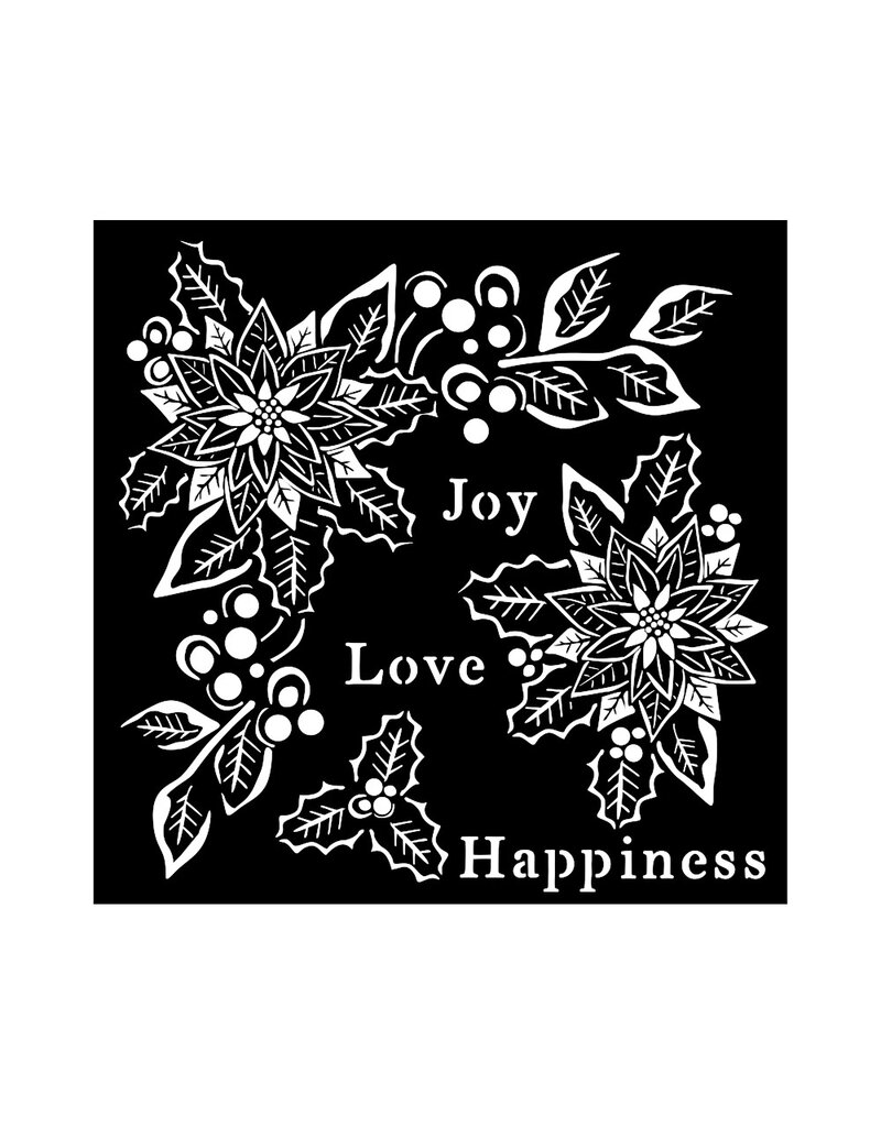 Stamperia Thick stencil cm 18X18 - Christmas Joy, Love, Happiness