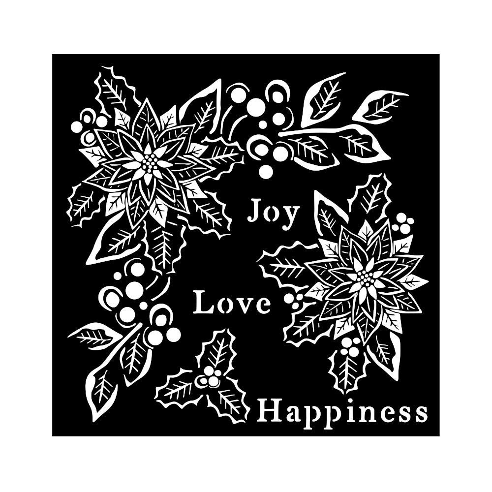 Stamperia Thick stencil cm 18X18 - Christmas Joy, Love, Happiness