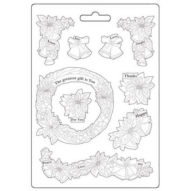 Stamperia Soft Mould A5 - Poinsettia and garlands