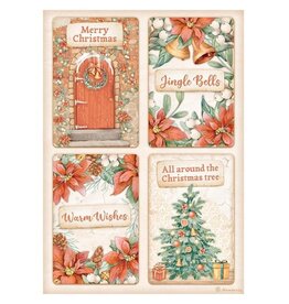 Stamperia A4 Rice paper packed - All Around Christmas 4 cards