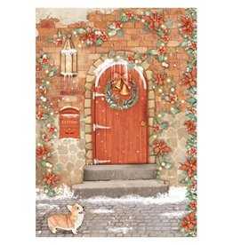 Stamperia A4 Rice paper packed - All Around Christmas red door
