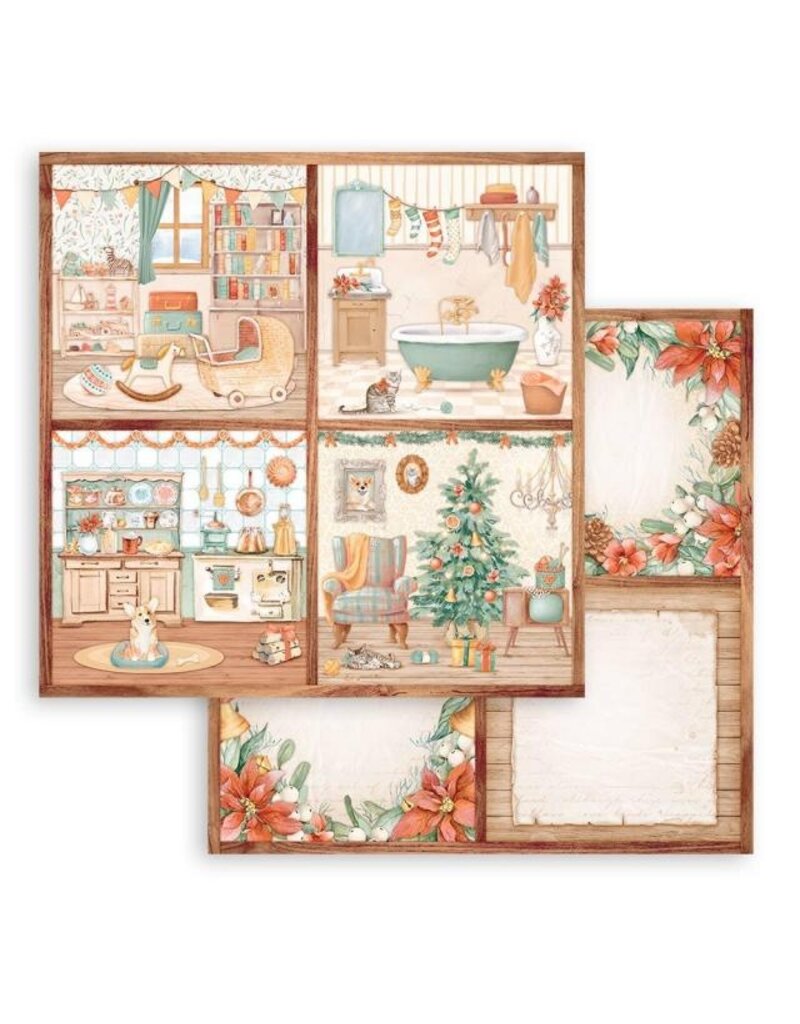 Stamperia Scrapbooking Double face sheet - All Around Christmas 4 cards