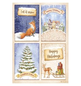 Stamperia A4 Rice paper packed - Winter Valley 4 cards fox