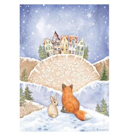 Stamperia A4 Rice paper packed - Winter Valley fox and bunny