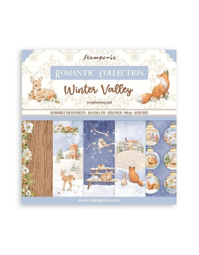 Stamperia  Scrapbooking Pad 10 sheets cm 30,5x30,5 (12"x12") - Winter Valley