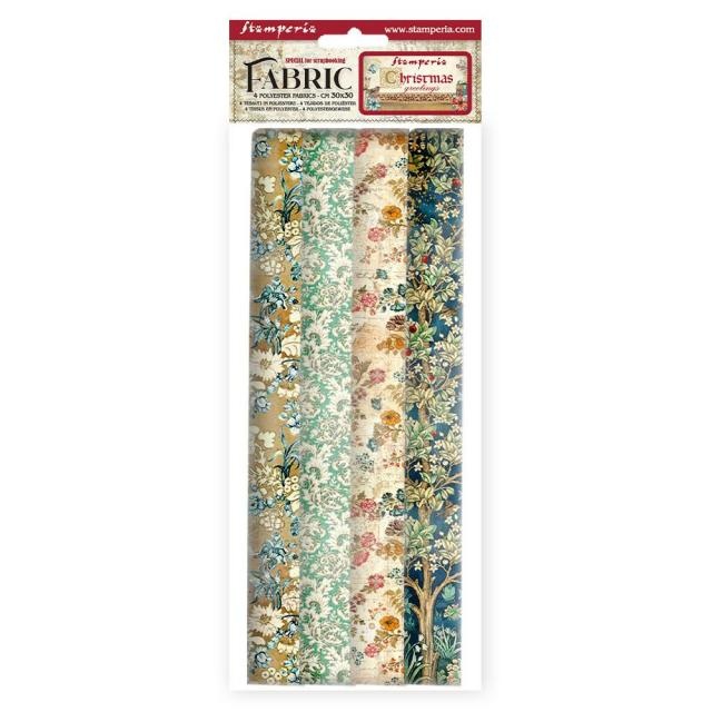 Stamperia Pack 4 sheets fabric cm 30x30 - Christmas Greetings