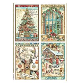 Stamperia A4 Rice paper packed - Christmas Greetings 4 cards