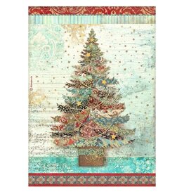 Stamperia A4 Rice paper packed - Christmas Greetings tree