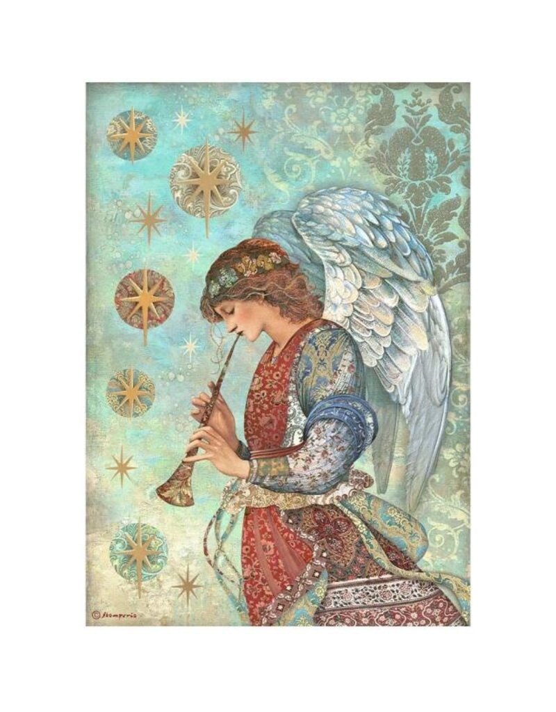 Stamperia A4 Rice paper packed - Christmas Greetings angel