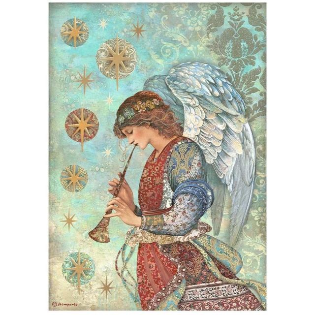 Stamperia A4 Rice paper packed - Christmas Greetings angel