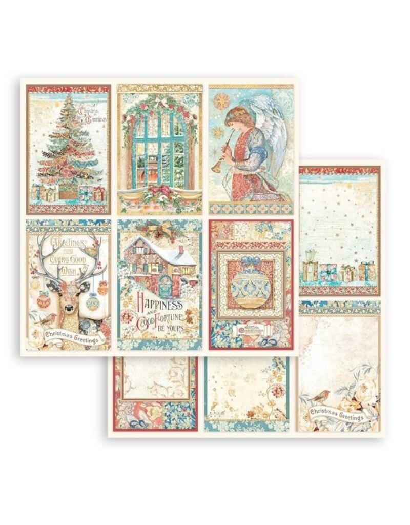 Stamperia  Scrapbooking Double face sheet - Christmas Greetings 6 cards