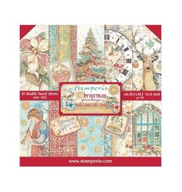 Stamperia Scrapbooking Small Pad 10 sheets cm 20,3X20,3 (8"X8") - Christmas Greetings