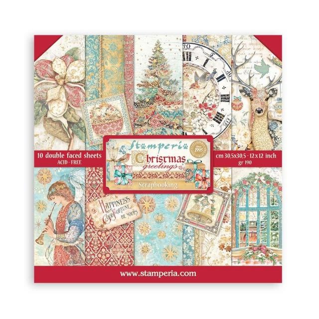 Stamperia Scrapbooking Pad 10 sheets cm 30,5x30,5 (12"x12") - Christmas Greetings
